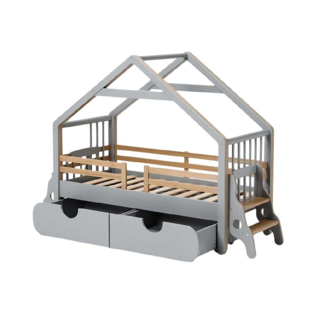Modern Kids' House Bed with Storage Drawers